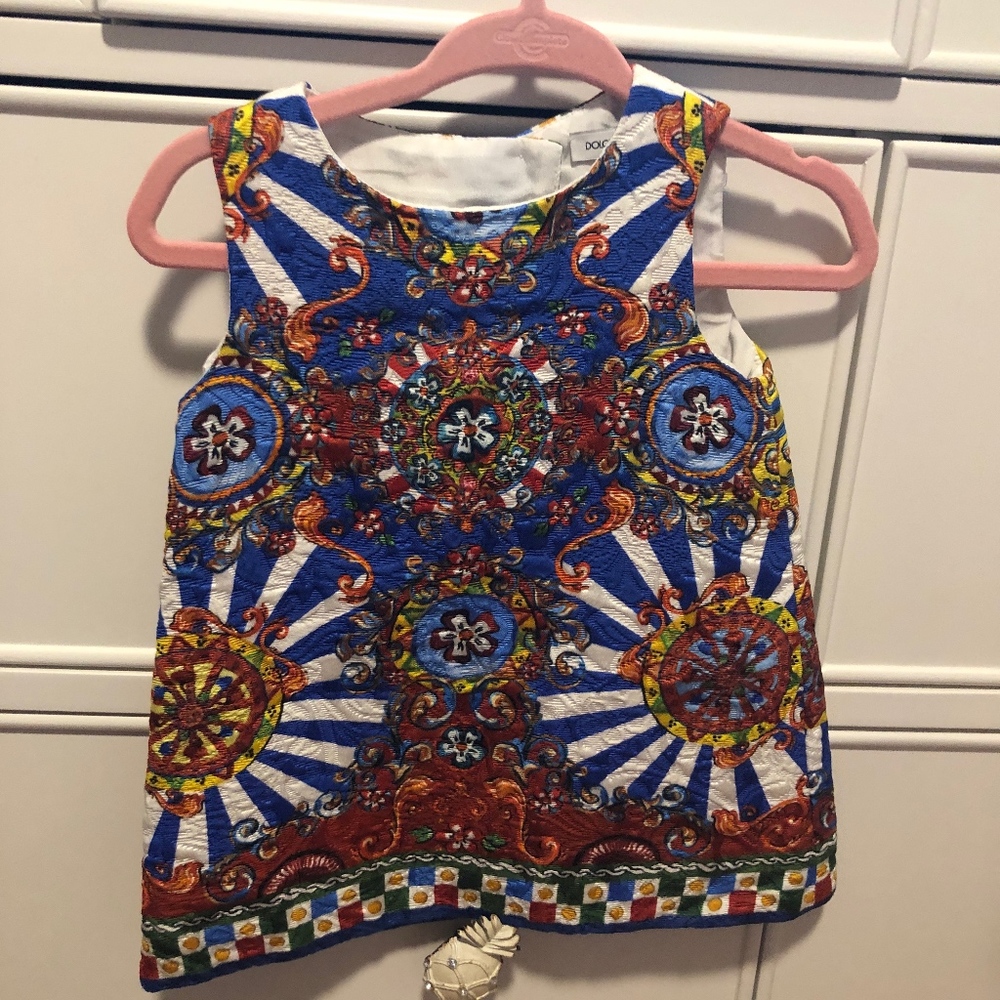 dolce and gabbana 6-9 month dress brocade blue